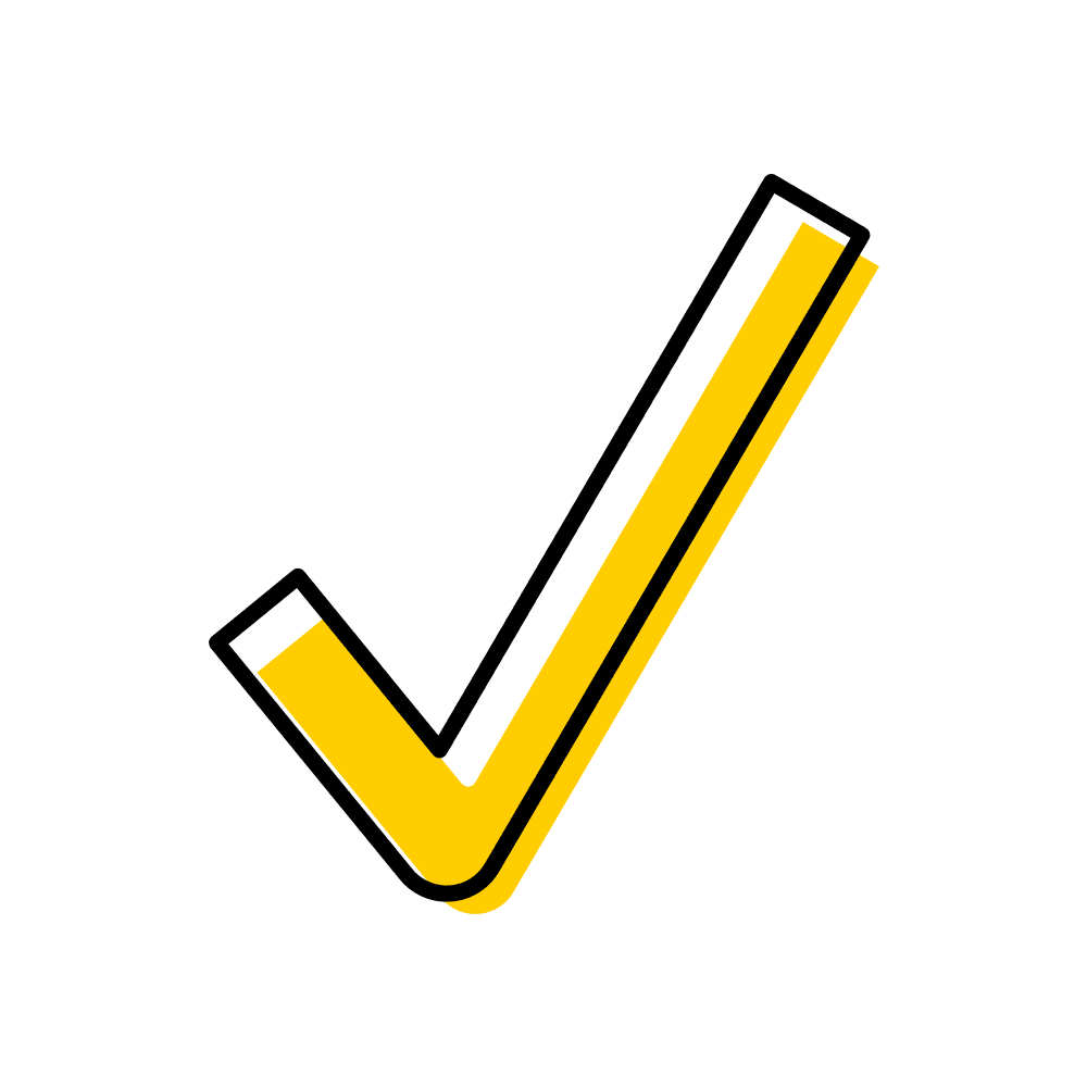 A yellow and black checkmark 