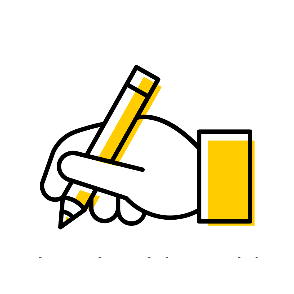 A hand with a pencil writing 